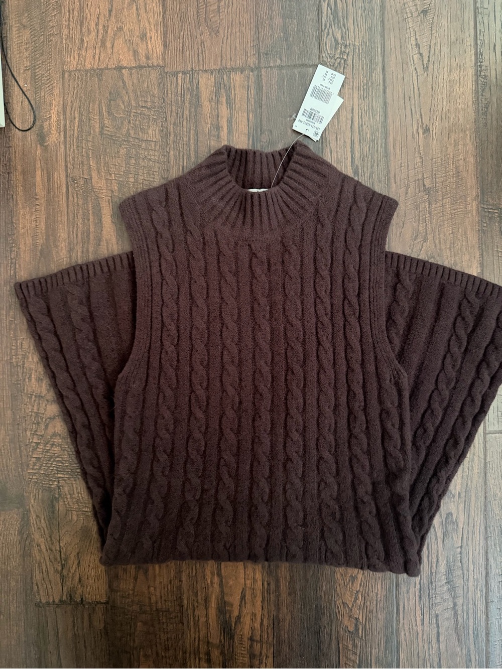 Abercombie Mock Neck Sleeveless Cable Knit Mini Dress - Chocolate Brown - Picture 3 of 4